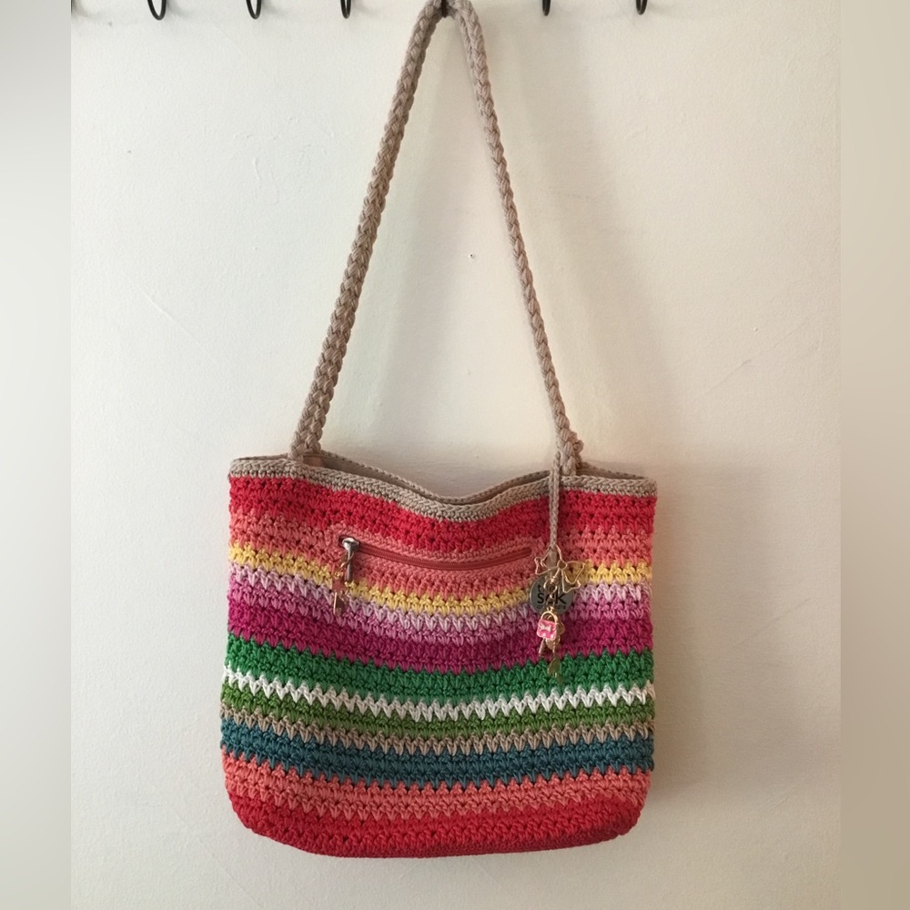 The Sak Multicolor Crochet Tote Bag with Charms